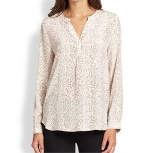 Joie Peterson Blush Pink Snake Print Silk Blouse Size XS
